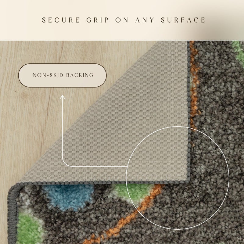 Maples Rugs Reggie Floral Kitchen Rug - Made in USA - Washable, Non Slip Indoor Carpet for Entryway, Foyer, Kitchen, and Bathroom, 2'6 x 3'10, Dark Grey - Image 5